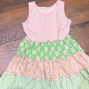 Charming Pink and Green Kids Dress